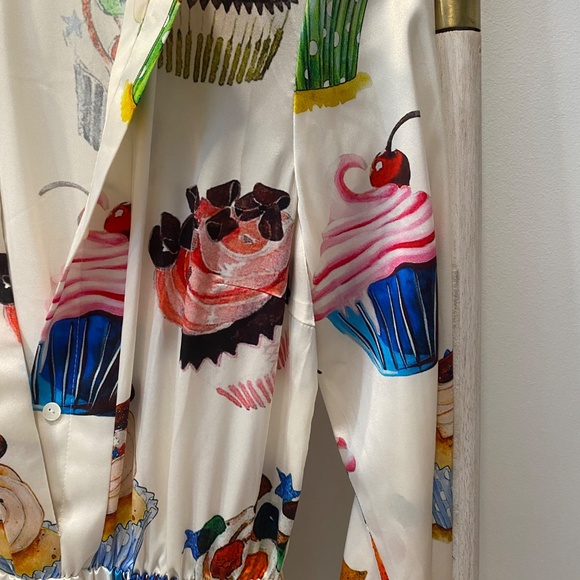 Apoteca Fashion Unique Silk Spandex Multicolor Cup Cake Print Summer Dress Sz S - Picture 5 of 8